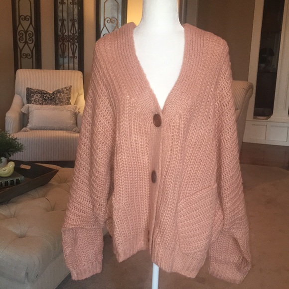 Chunky Knit Oversized Peach Sweater Cardigan ❤️ - Picture 8 of 15